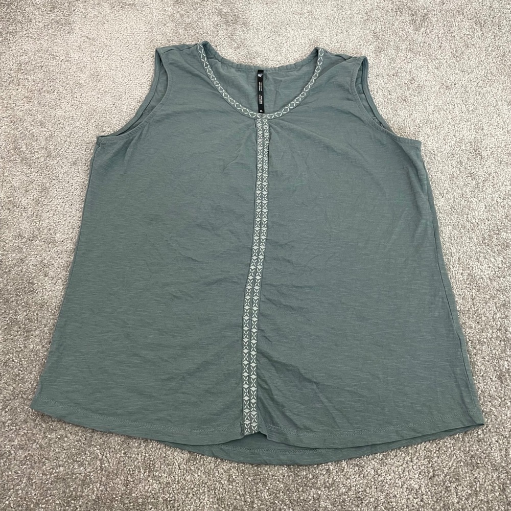 Kuhl Tank Top Womens Extra Large Embroidered Workwear Organic Cotton Sage Green